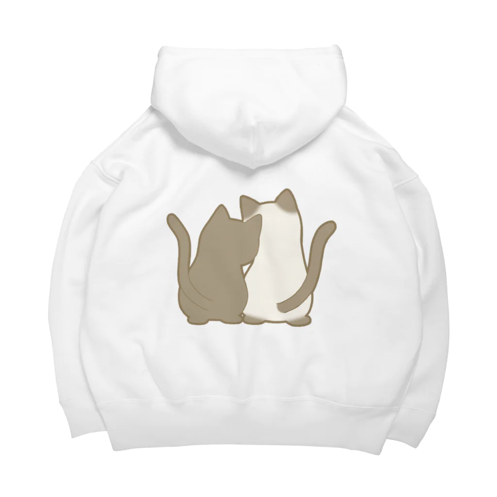 かわいいもののおみせ　いそぎんちゃくの表裏印刷　仲良し猫　黒&ポインテッド Big Hoodie