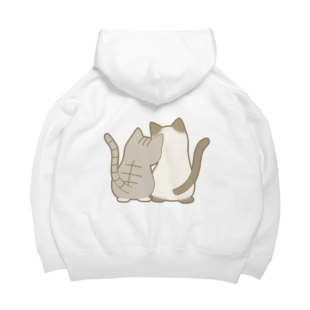 かわいいもののおみせ　いそぎんちゃくの表裏印刷　仲良し猫　サバ白&ポインテッド Big Hoodie