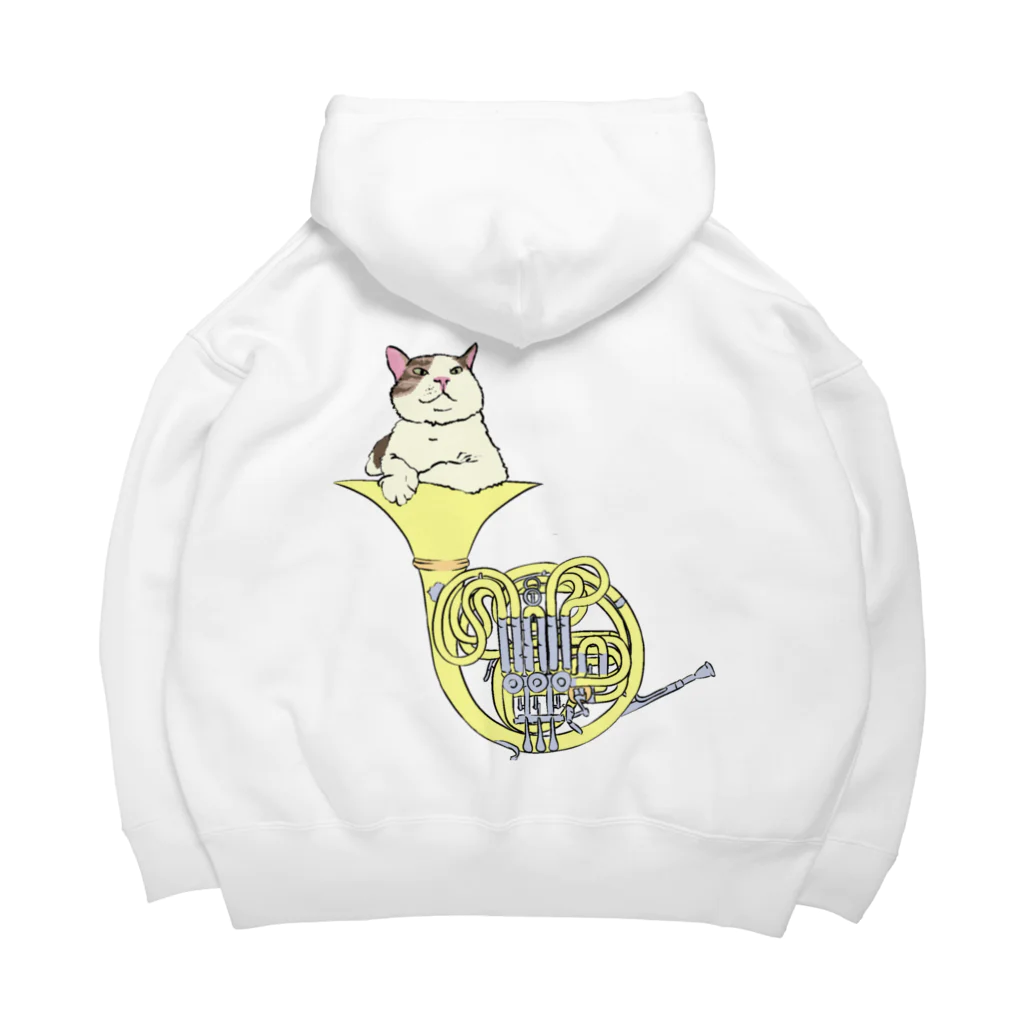 ももねこ工房（　◜◡‾）のホルンからのぞくネコ Big Hoodie