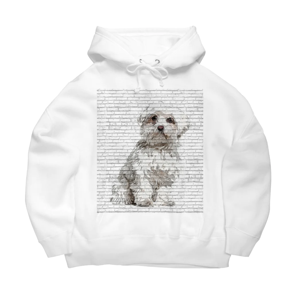 【CPPAS】Custom Pet Portrait Art Studioの マルチーズドッグ - レンガブロック背景 Big Hoodie