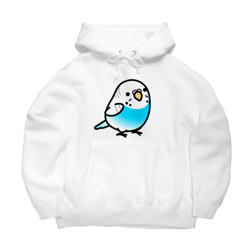 Cody the Lovebirdの両面 Chubby Bird セキセイインコ（表面）鳥さん大集合　背面） Big Hoodie