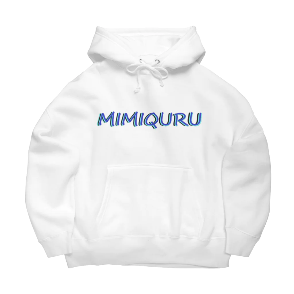  #satisfyingのMIMIQURU ミミキュル　ブルー夏文字 Big Hoodie