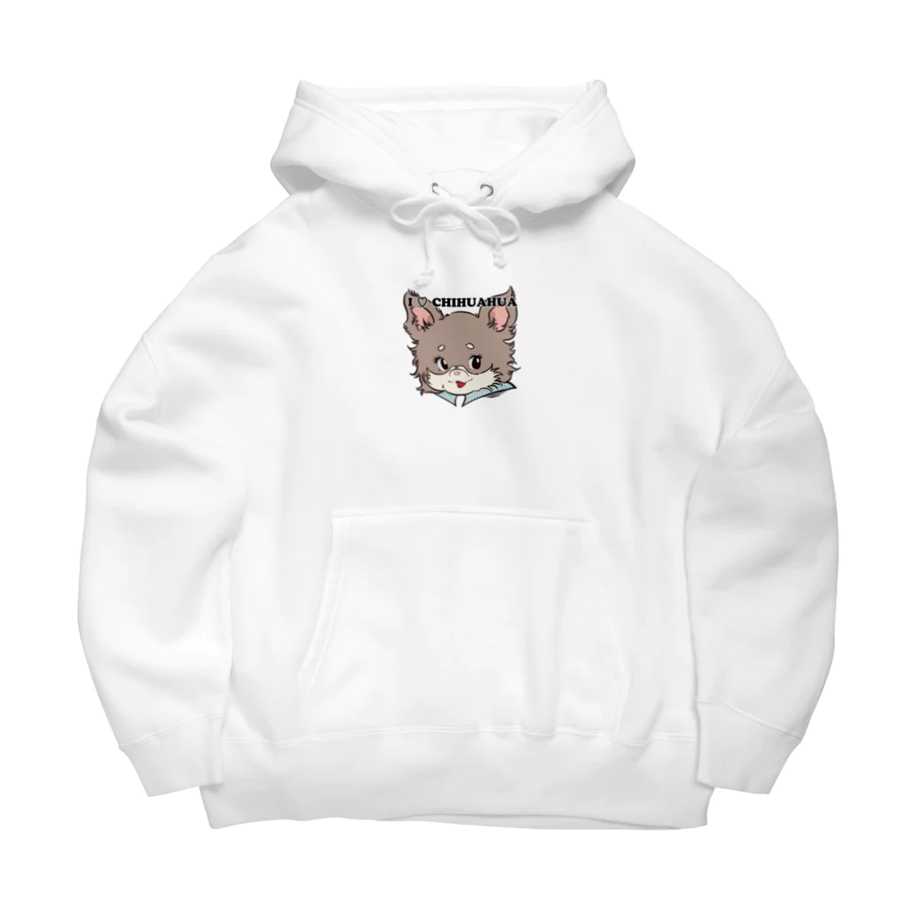 チャリティーグッズ-犬専門デザインのチワワ-チョコタン「I♡CHIHUAHUA」 Big Hoodie