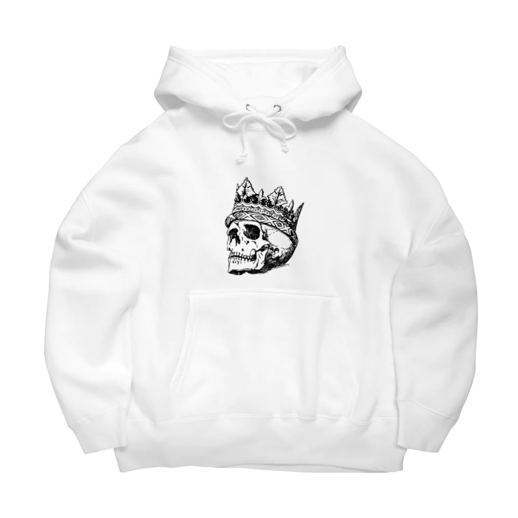 COOL&SIMPLEのBlack White Illustrated Skull King  Big Hoodie