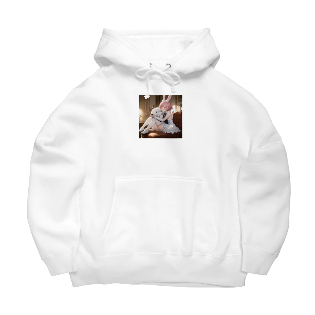 フウマショプのうさぎと犬のハグ Big Hoodie