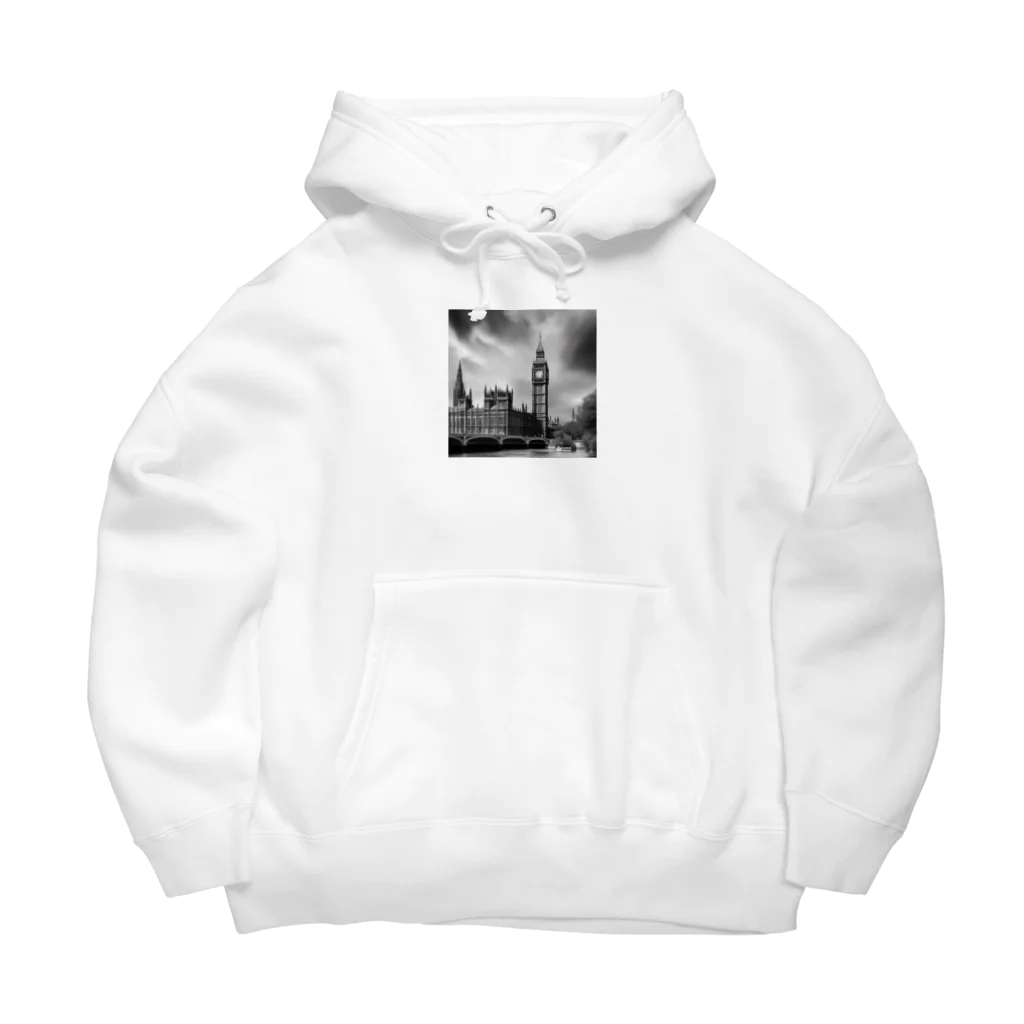 NYNANTのモノクロ　世界遺産　ウェストミンスター宮殿　ビッグベン Big Hoodie