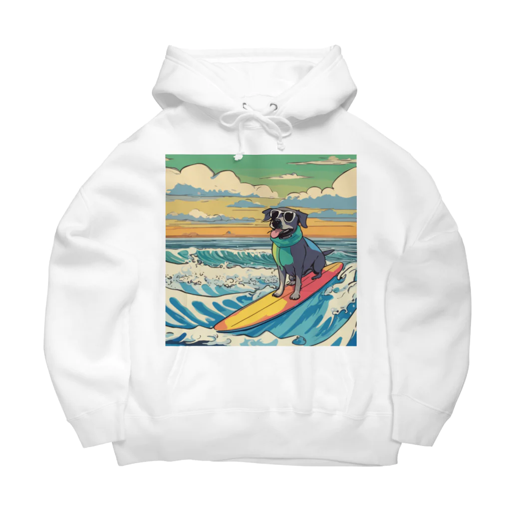 サングラス犬 sunglasses dogs【 monographic 】のsebastian-surfing（サーフィンに乗るセバスチャン） Big Hoodie