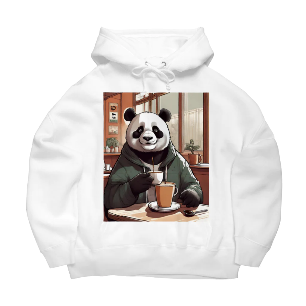 ワンダーワールド・ワンストップの喫茶店でコーヒーを飲むパンダ③ Big Hoodie