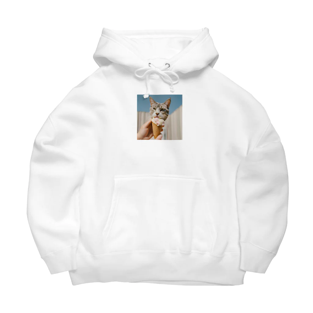 猫雑貨屋　ねこまろのアイスにかぶりつく猫 Big Hoodie