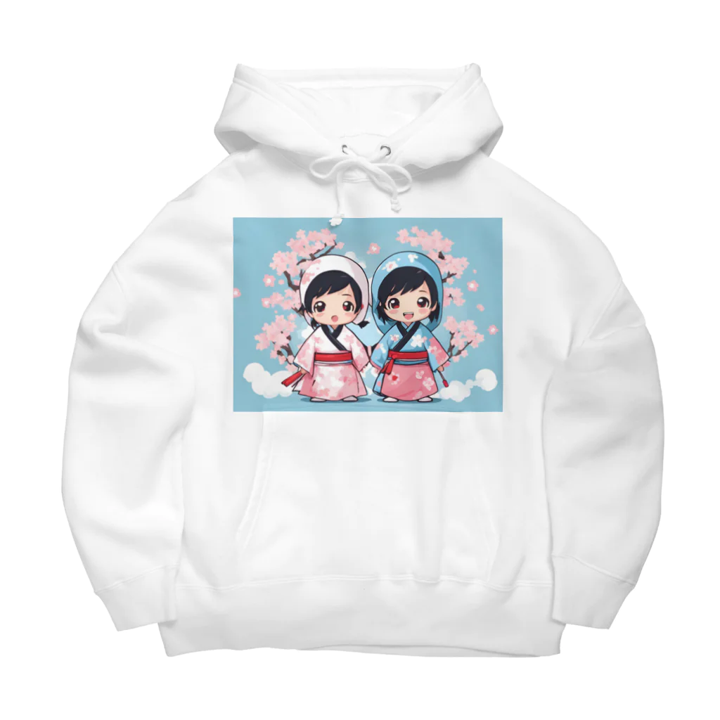 ニンニン忍者パンの愛くるしい表情のキュートな子供忍者イラスト入り！ Big Hoodie