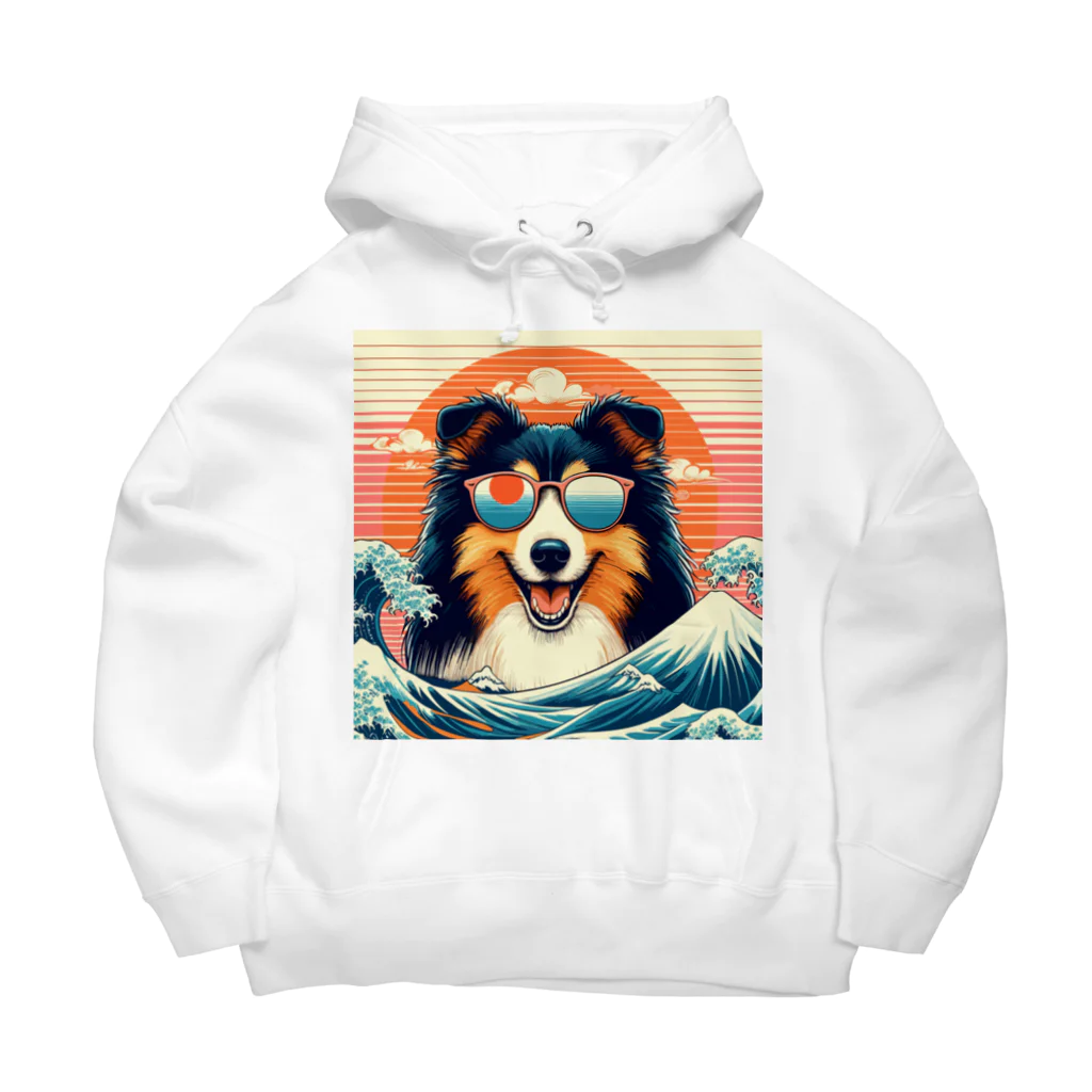 サングラス犬 sunglasses dogs【 monographic 】のサングラス犬　sunglasses-dog【シェットランドシープドッグ】 Big Hoodie