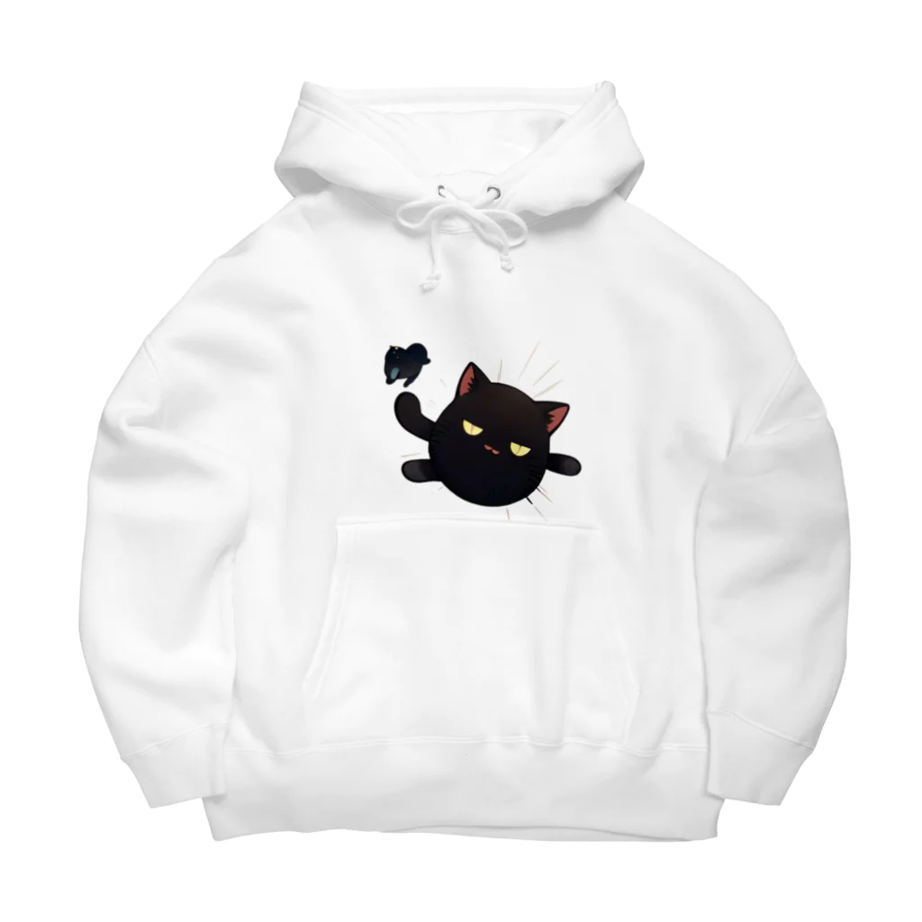 かわいい女の子とシュールな絵のジト目ネコ Big Hoodie