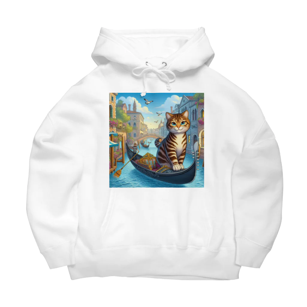 ニャーちゃんショップのヴェネツィアの水路でゴンドラに乗っているネコ Big Hoodie