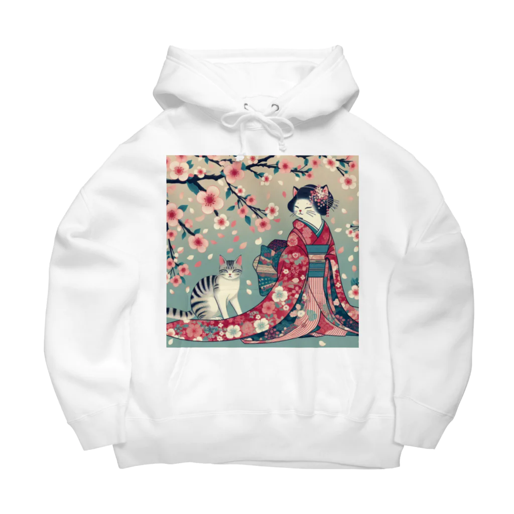 ParadigmStar　パラダイムスターの和風cat 見返り桜 Big Hoodie