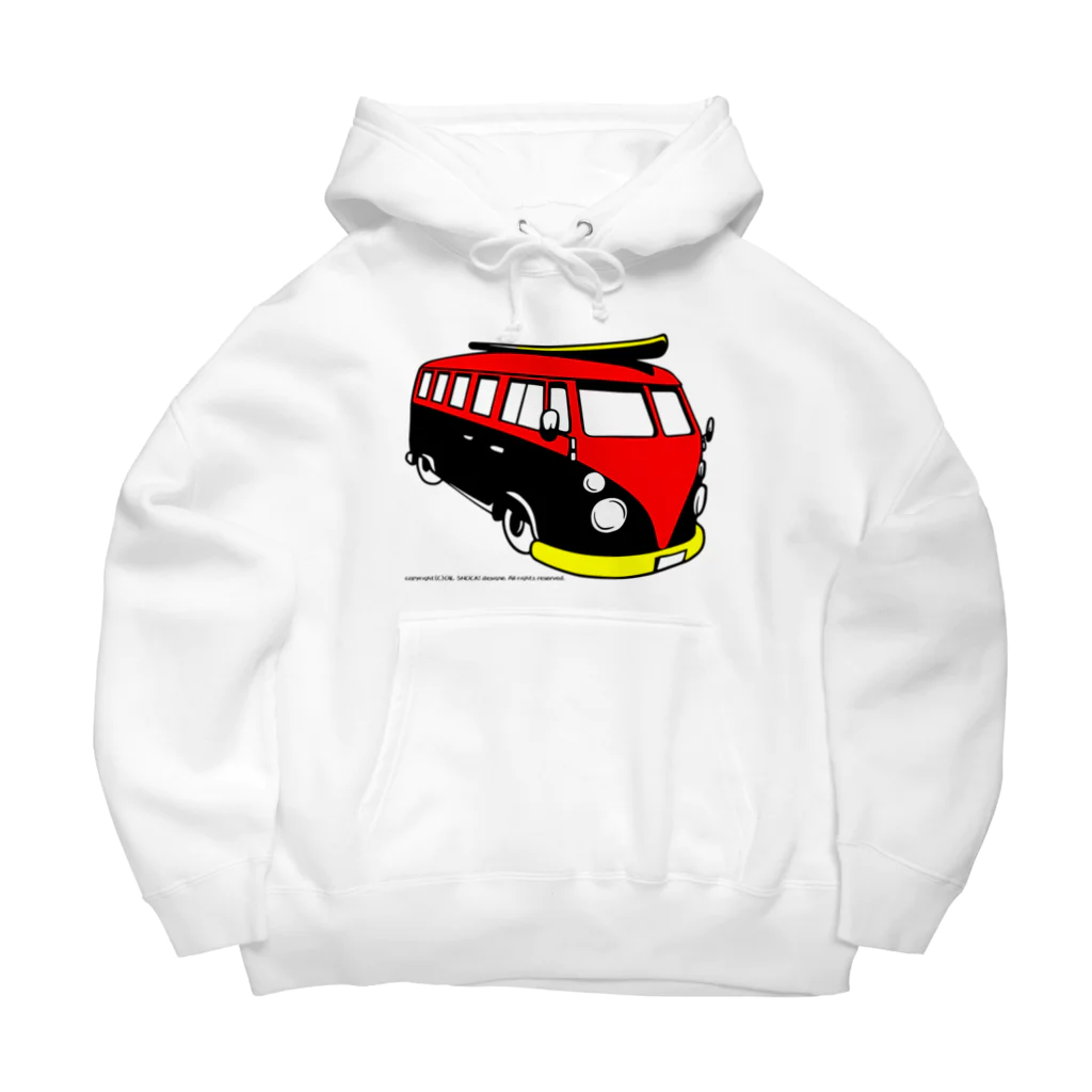 ファンシーTシャツ屋のレッド&ブラックのビーチバス ビッグシルエットパーカー