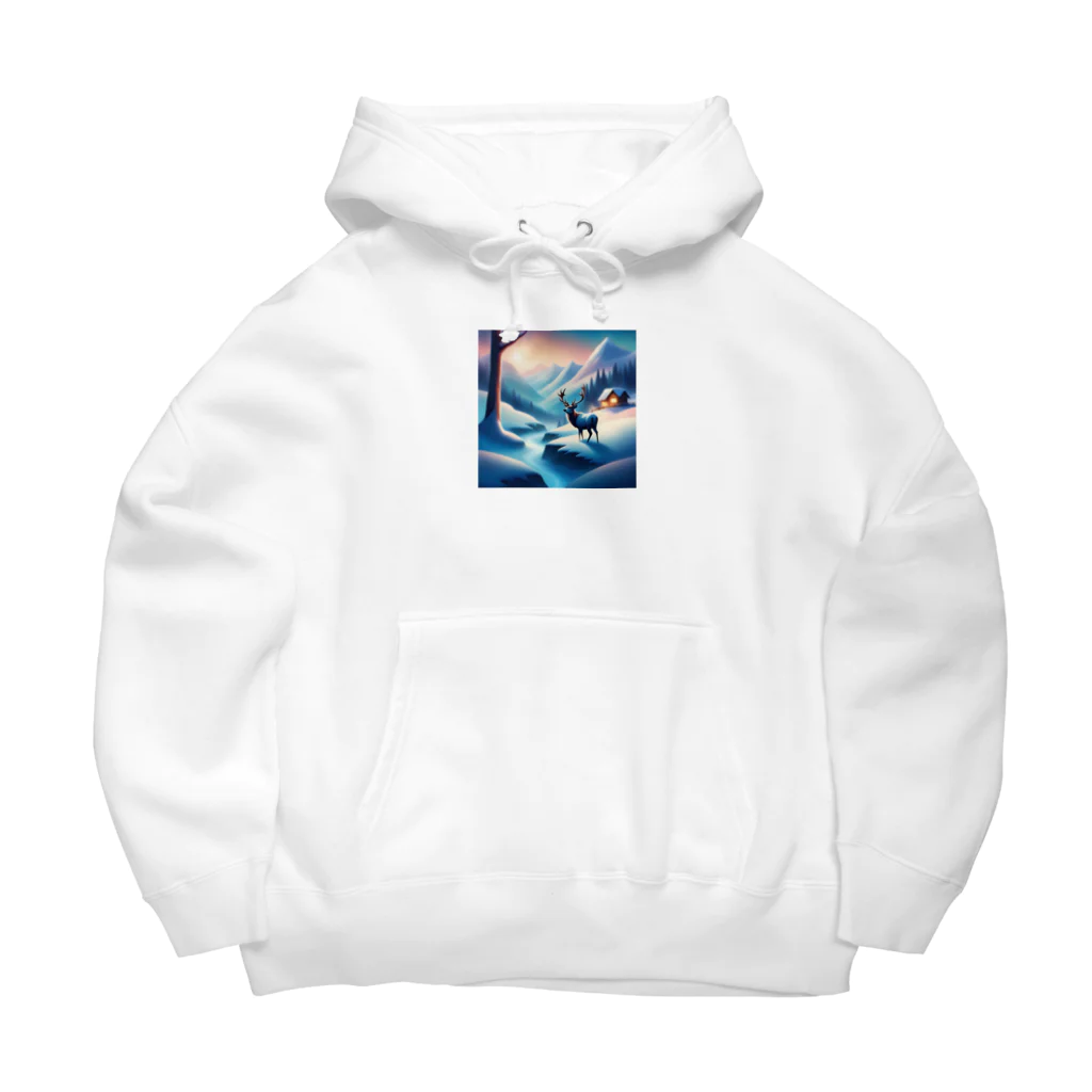 Passionista Lifestyle Emporium : 情熱的なライフスタイルエンポリウムの極光の冬景色とトナカイ Big Hoodie