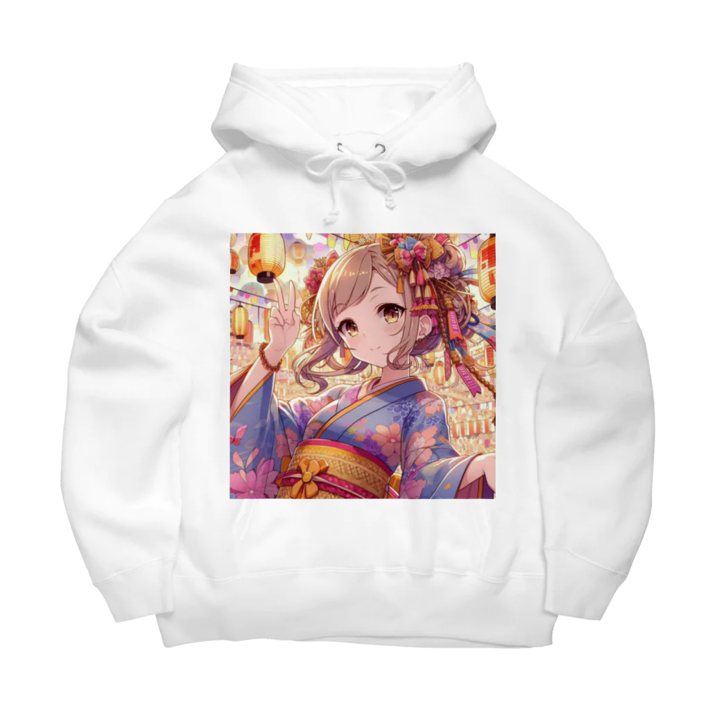 推しの美少女とアイドルのお祭りを楽しむ浴衣美少女 Big Hoodie