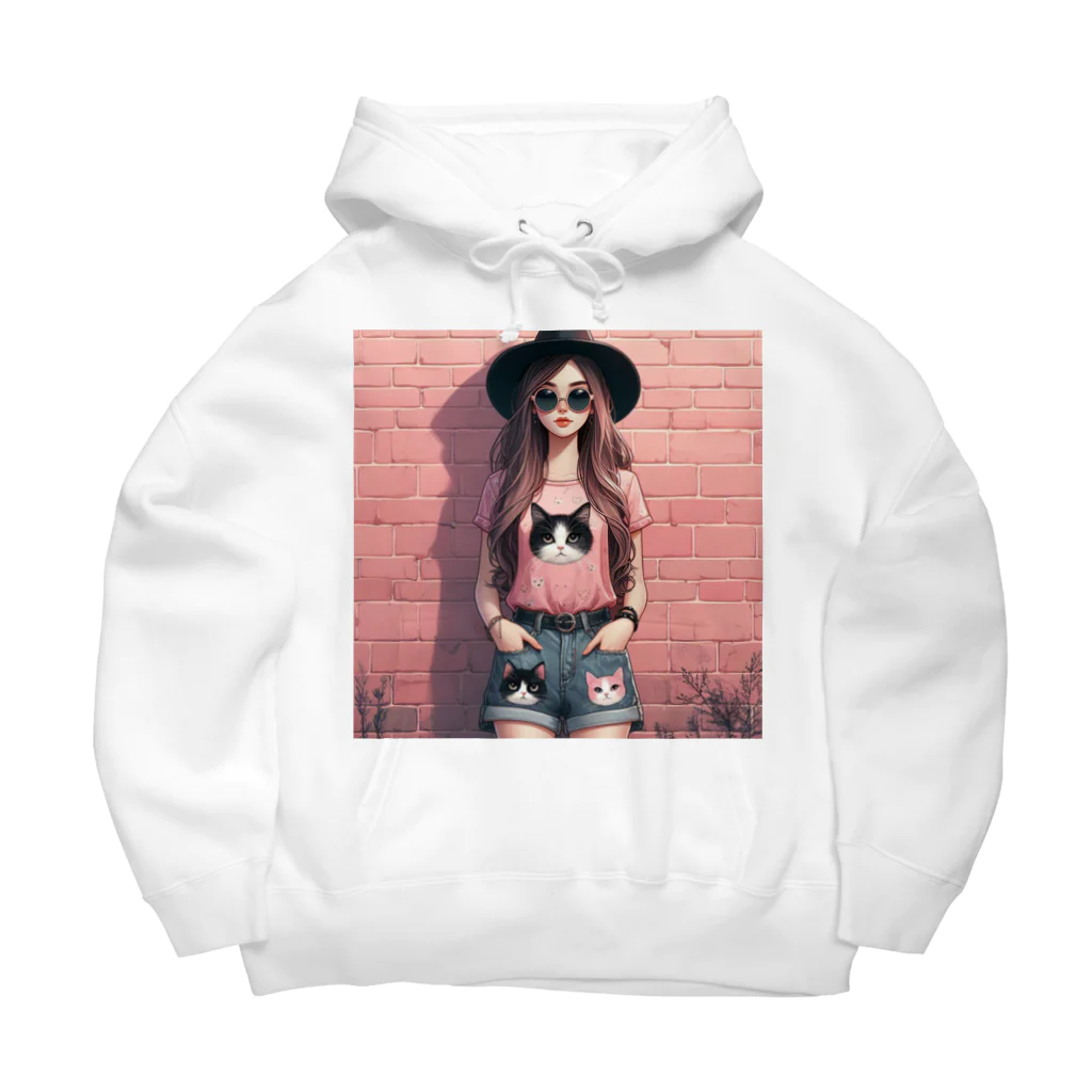 SaltyCookie Design Worksの猫好きの女の子のファッション(1) Big Hoodie