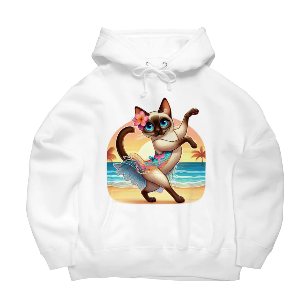 猫と紡ぐ物語のリズム感抜群！長身な白シャムネコがビーチでランバダダンス！  Big Hoodie