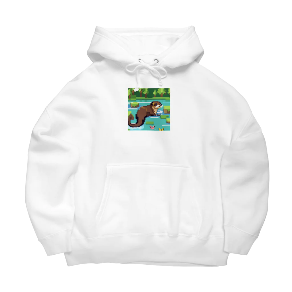 rearemonの流れの中でバタフライスタイルで泳ぐコツメカワウソ Big Hoodie