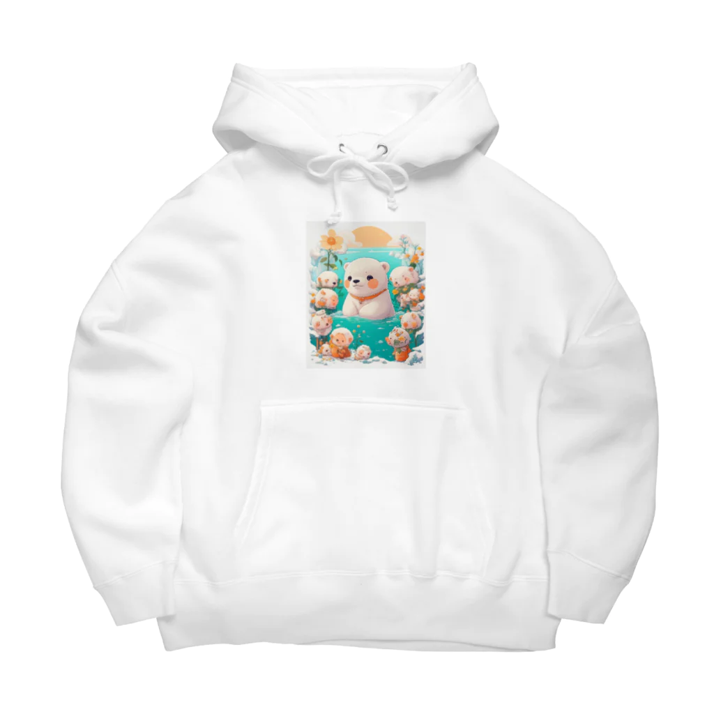 りんりんの可愛いシロクマちゃんショップ　かわいいよ！の水遊びをしている白熊 Big Hoodie