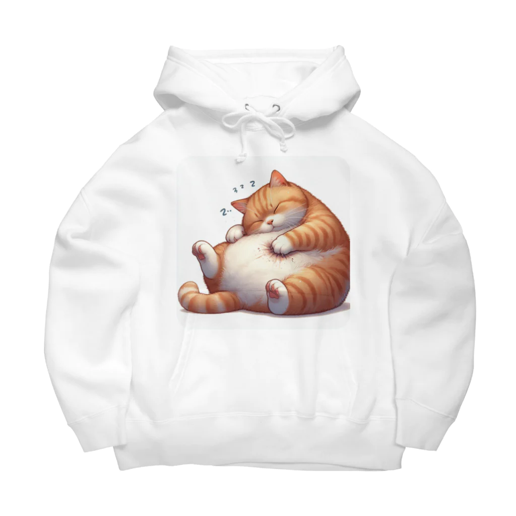 ニャーちゃんショップのイビキをかいて眠るポッチャリ猫 Big Hoodie