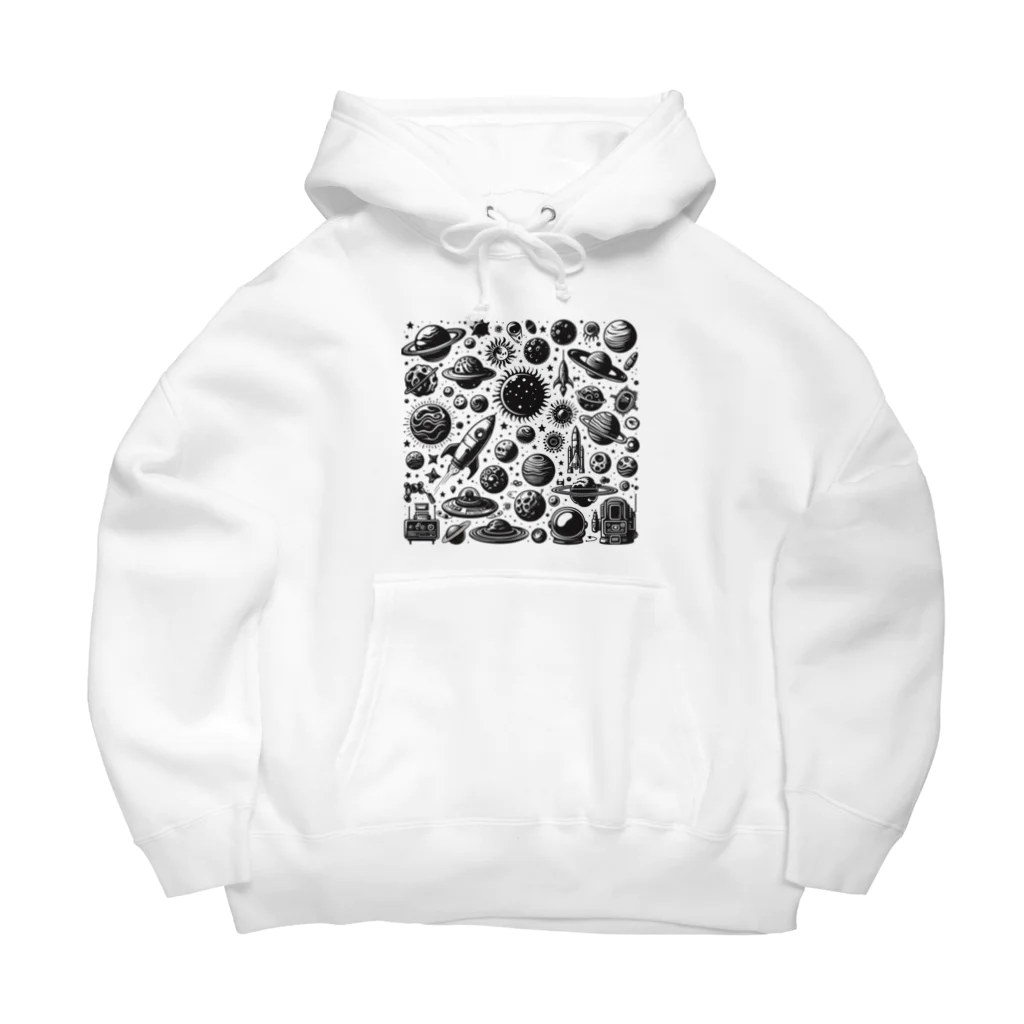 AIモノクロデザインのモノクロ宇宙 Big Hoodie