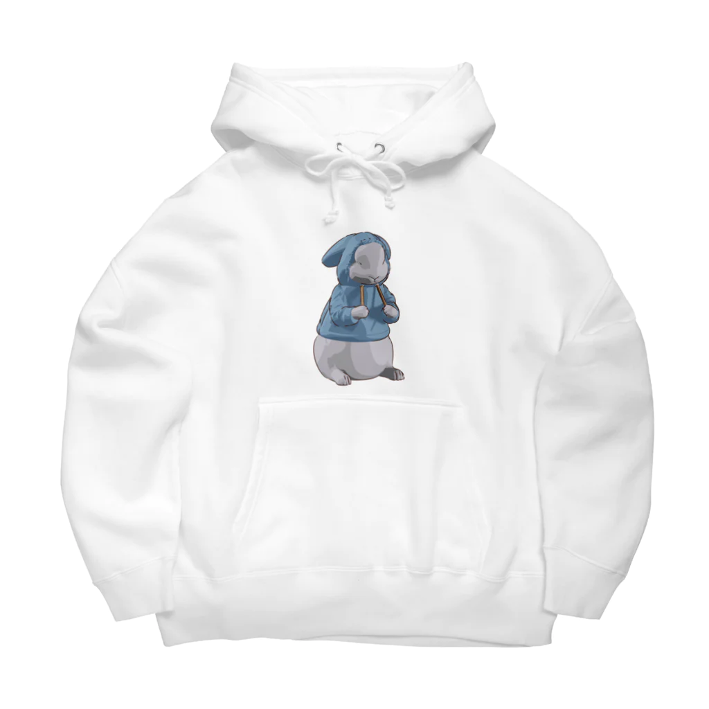 鬼鞍 ONIKURAのパーカーぎゅッうさぎ ブルー Big Hoodie