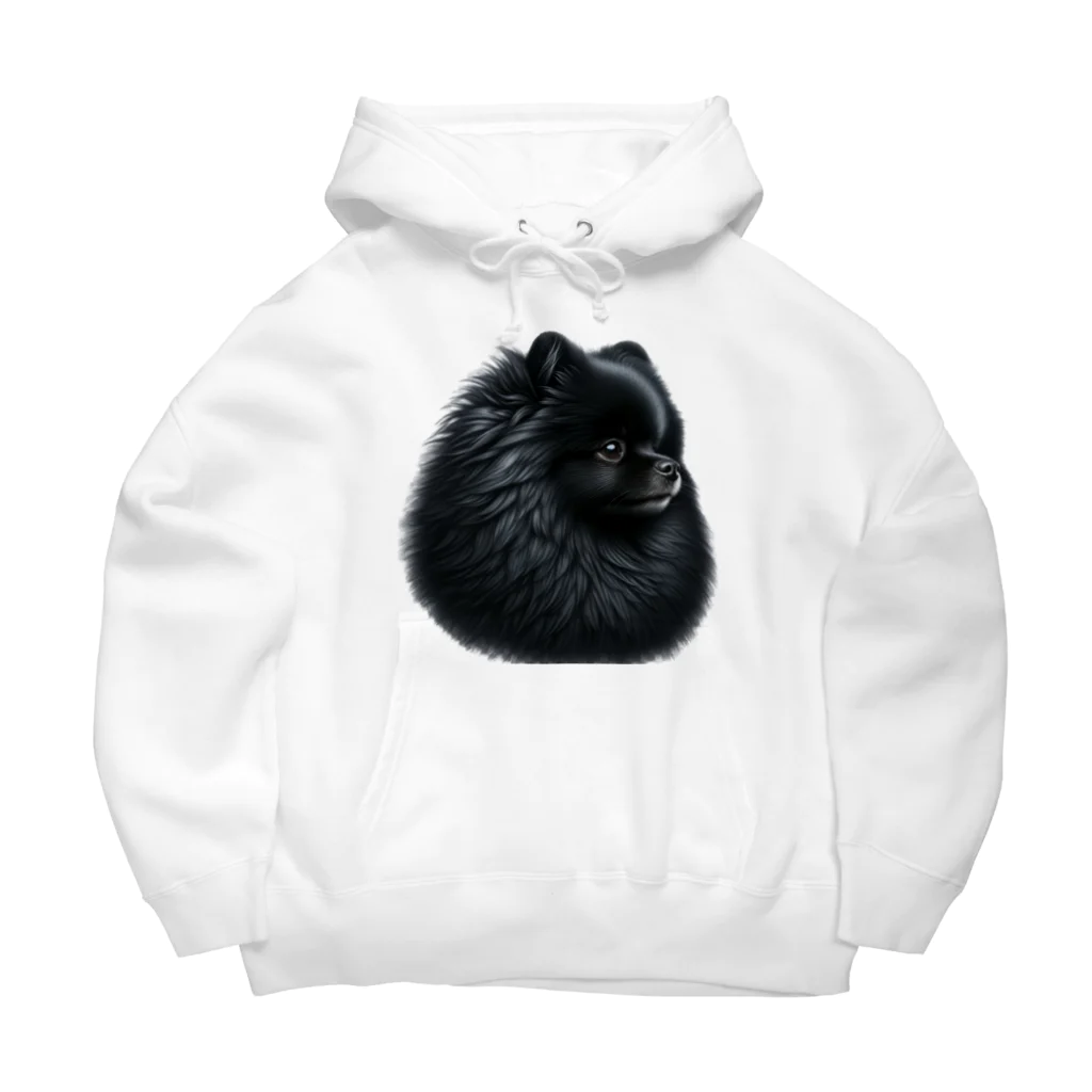 動物大好きの黒いポメラニアン Big Hoodie