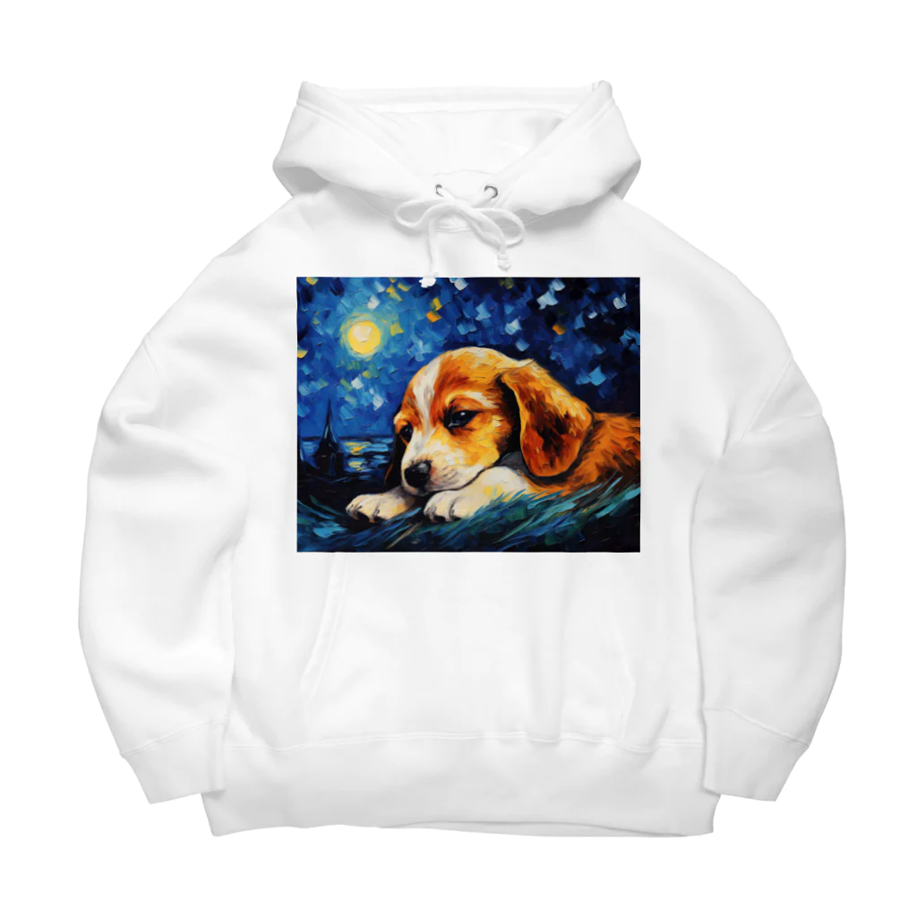 Dog Art Museumの【星降る夜 - ビーグル犬の子犬 No.3】 Big Hoodie