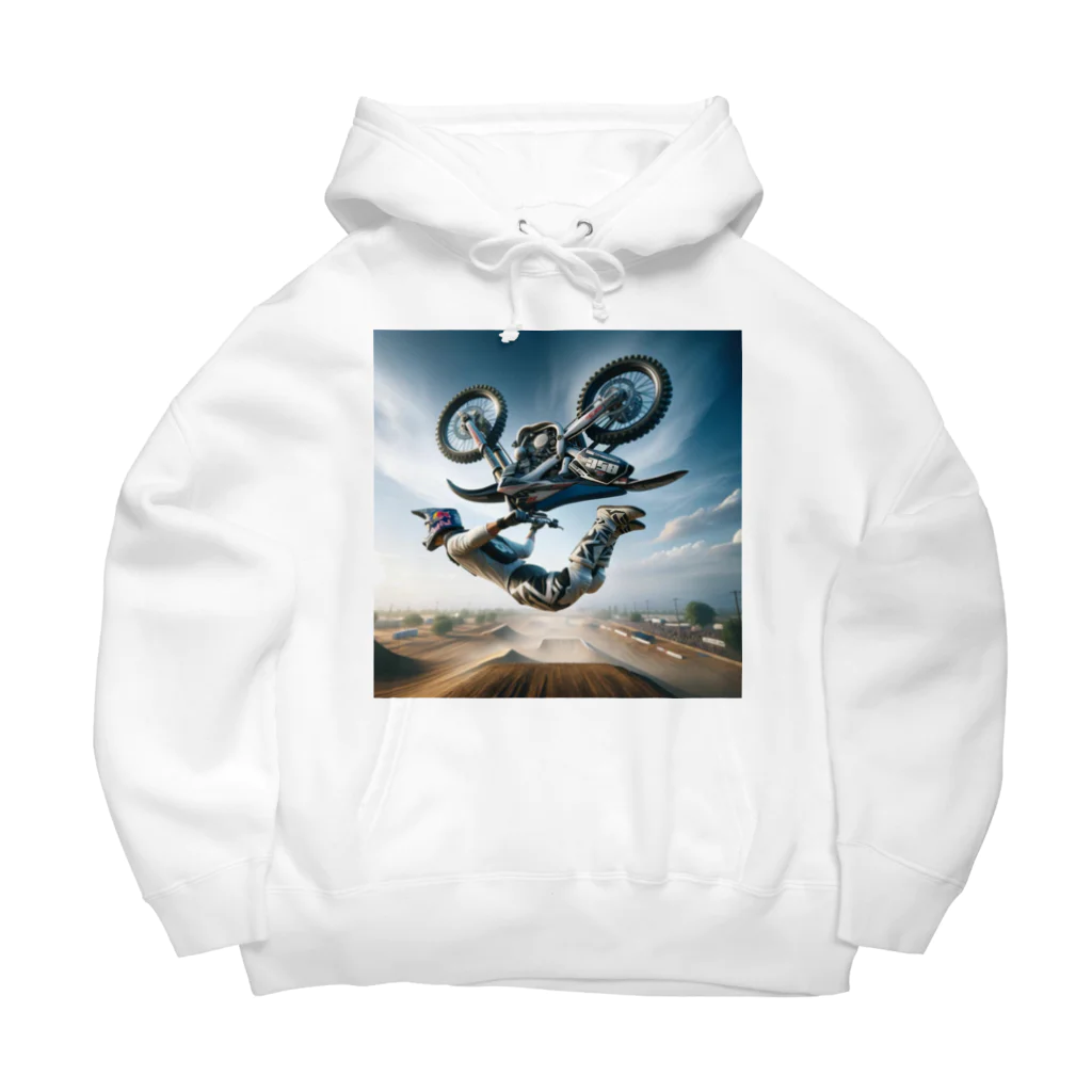 Bikers' Galleryの迫力満点 フリースタイルモトクロス バックフリップ ポスター – エクストリームスポーツ アート Big Hoodie