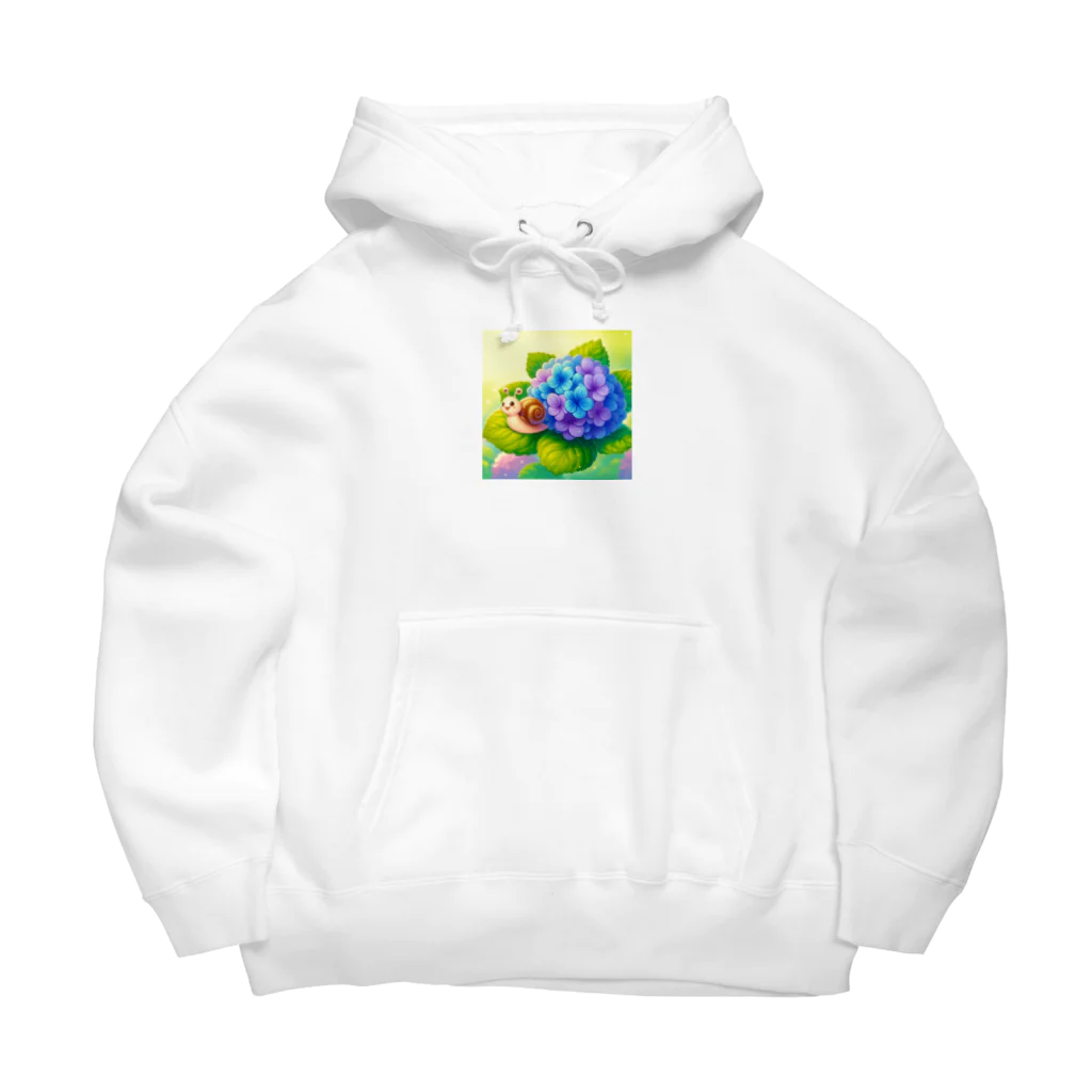 かるるんショップのあじさいとカタツムリ　雨上がり Big Hoodie