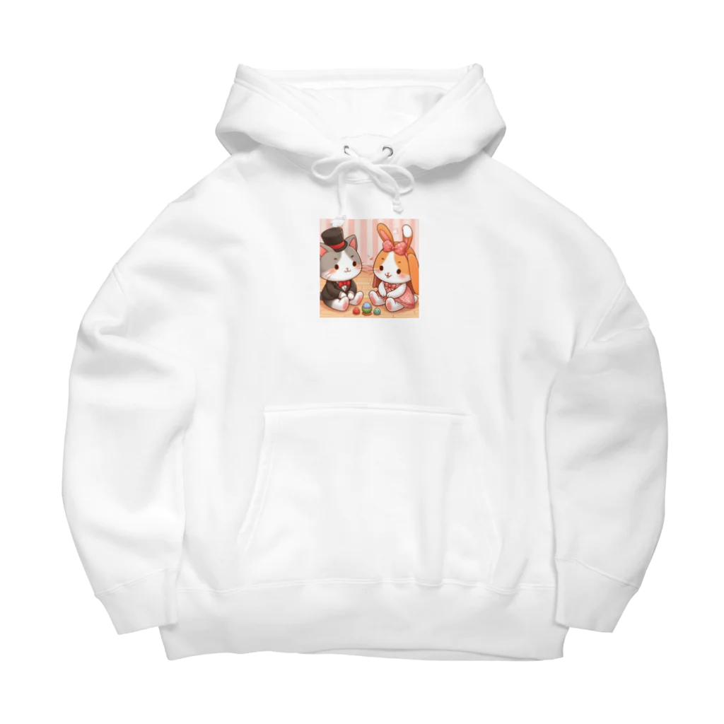 us shopのネコとウサギの戯れ Big Hoodie