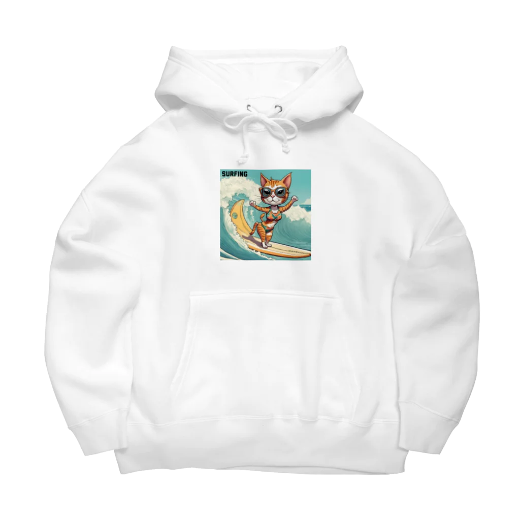 ハワイライフのSURFING猫（女の子バージョン） Big Hoodie