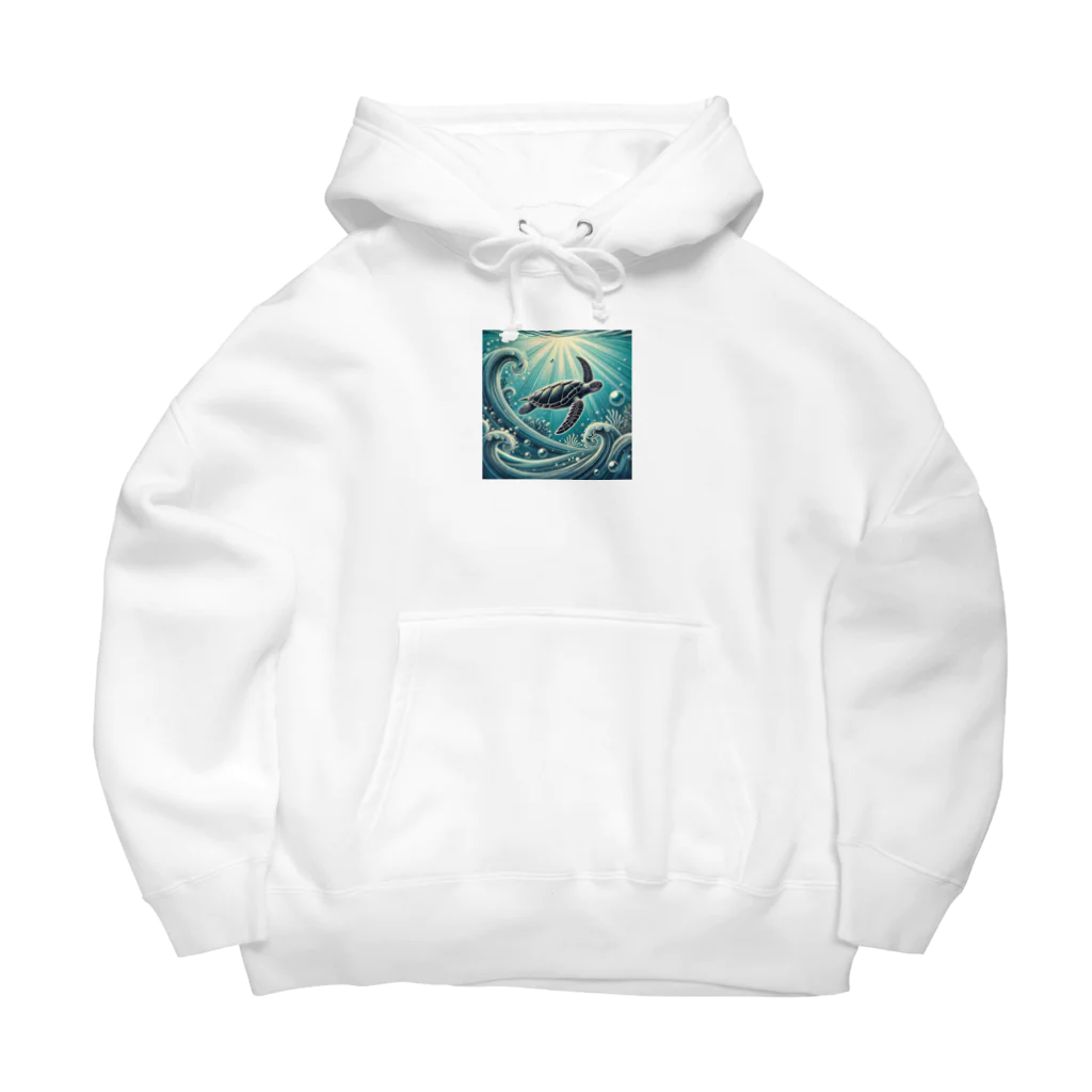 海の幸のウミガメと水流 Big Hoodie