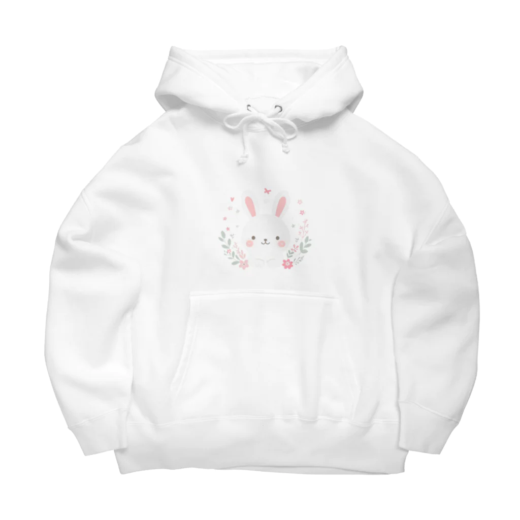 🐶と🐰のフラワーうさぎ Big Hoodie