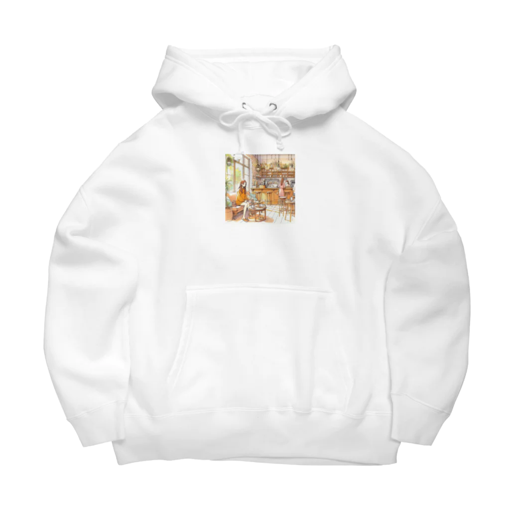 tattat259のカフェでくつろぐ女の子 Big Hoodie