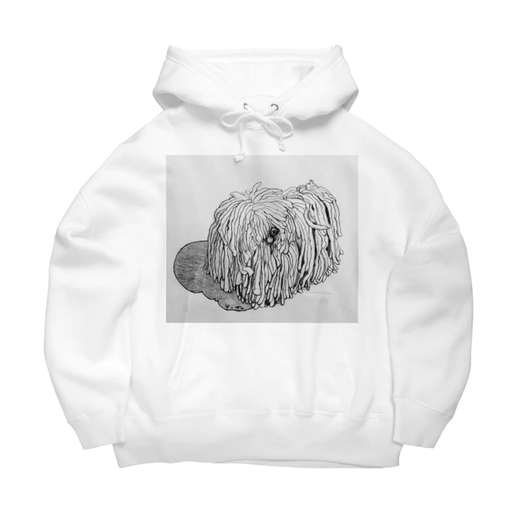 光平洋子のかしこいプーリー犬が振り向いた。puli illustration  Big Hoodie