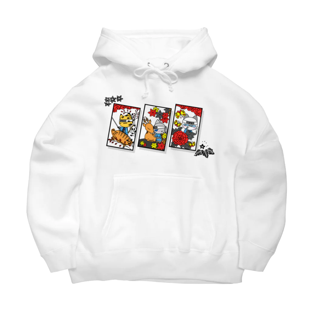 にゃーにゃー組@LINEスタンプ＊絵文字販売中！のにゃーにゃー組 花札猪鹿蝶ver. Big Hoodie