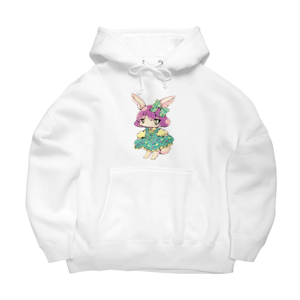 けだまのレトロなお花のワンピースを着たの Big Hoodie