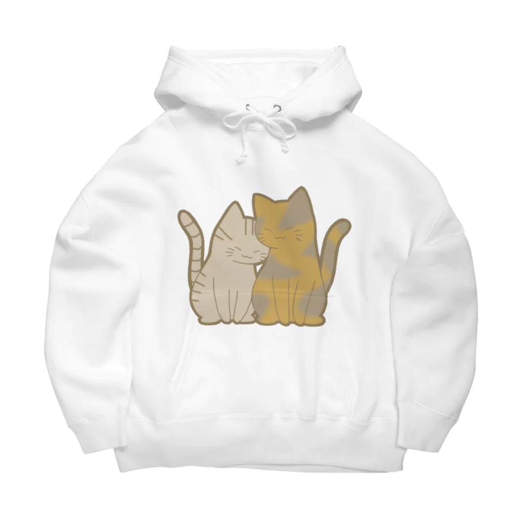 かわいいもののおみせ　いそぎんちゃくの表裏印刷　仲良し猫　キジトラ&サビ Big Hoodie