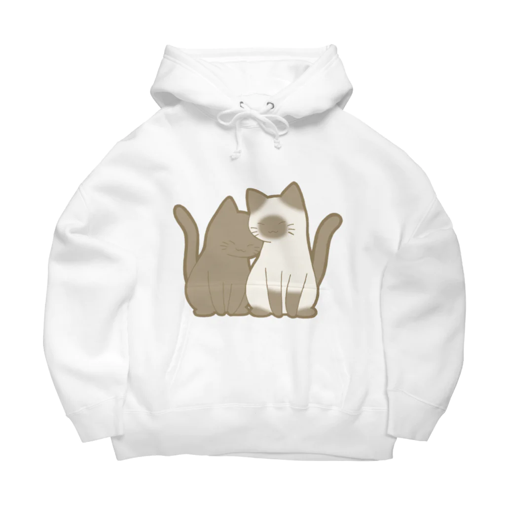 かわいいもののおみせ　いそぎんちゃくの表裏印刷　仲良し猫　黒&ポインテッド Big Hoodie