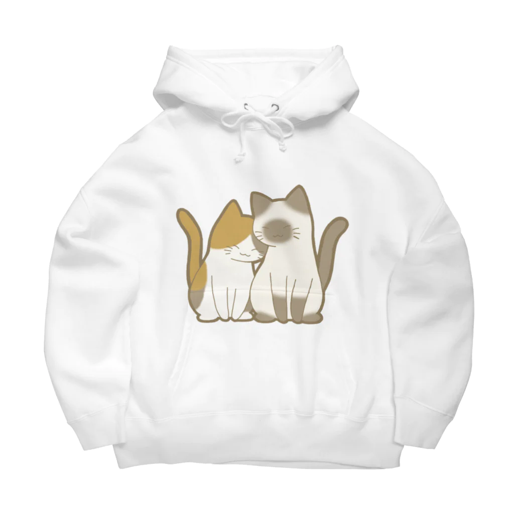 かわいいもののおみせ　いそぎんちゃくの表裏印刷　仲良し猫　三毛&ポインテッド Big Hoodie