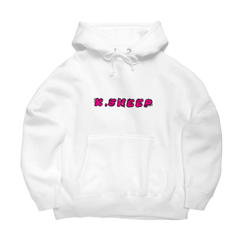 K.SHEEPのピアスロゴ(ショッキングピンクフィル) Big Hoodie