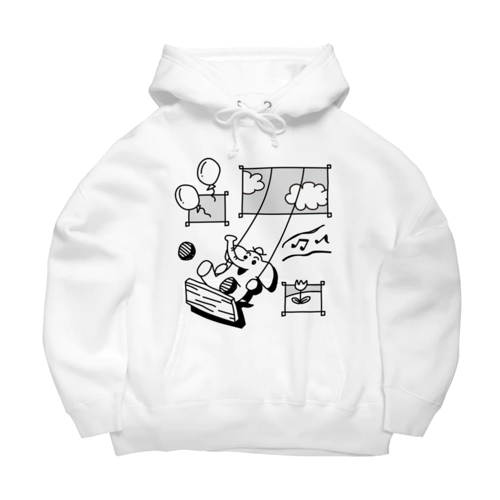 ことり屋のブランコに乗るゾウさん Big Hoodie