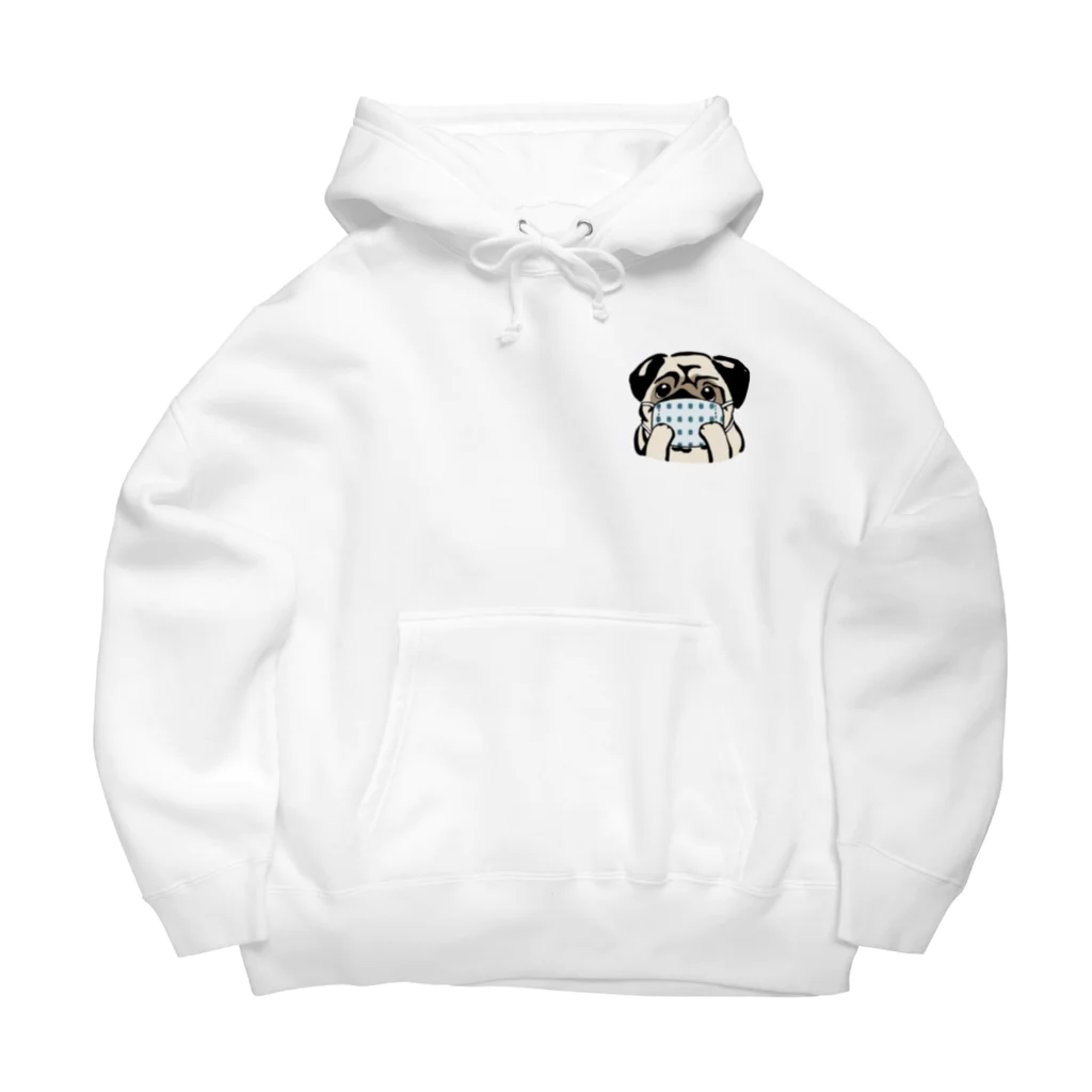 犬グッズの店しえるぶるーのハンドメイドマスクをつけたパグ Big Hoodie