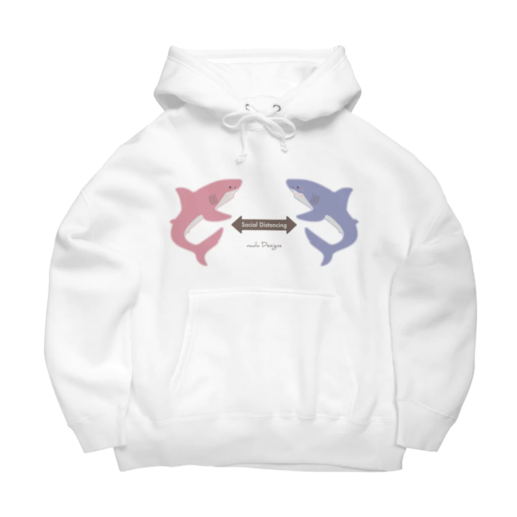 さかたようこ / サメ画家のサメさんたちの #ソーシャルディスタンス | ほわほわcolor Big Hoodie