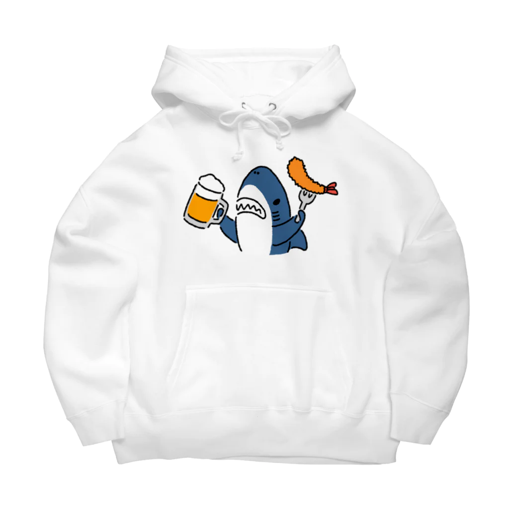 サメ わりとおもいのビールとエビフライとサメ　色付き文字無しVer. Big Hoodie