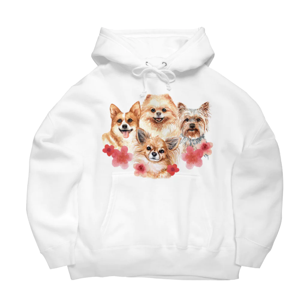 SANKAKU DESIGN STOREのお花の似合う小さい犬たち。 Big Hoodie