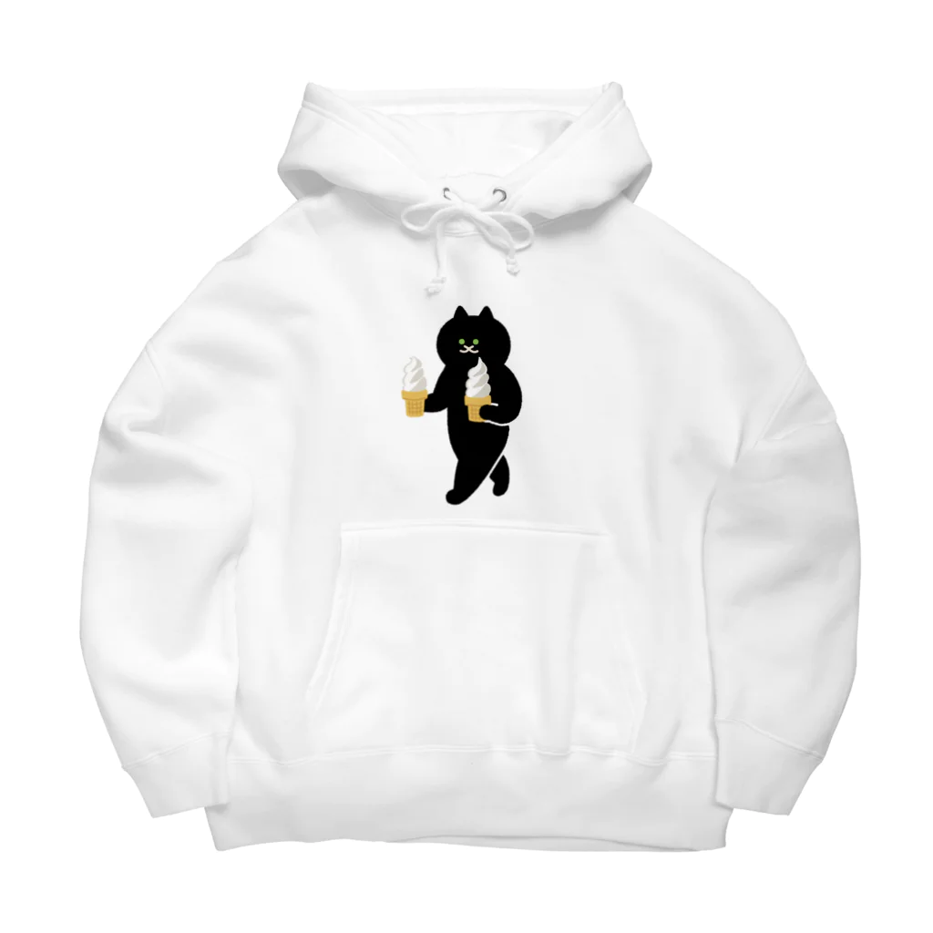 SUIMINグッズのお店の【中】ソフトクリームを急ぎめに運ぶねこ Big Hoodie